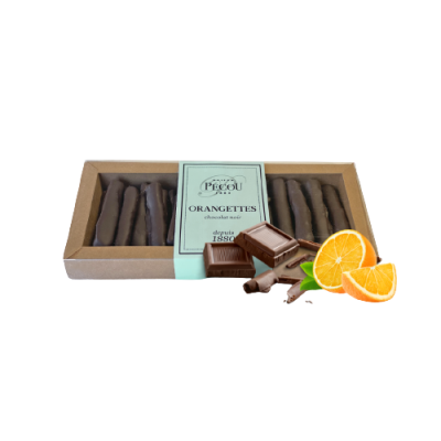 Orangettes chocolat noir coffret kraft 150g 